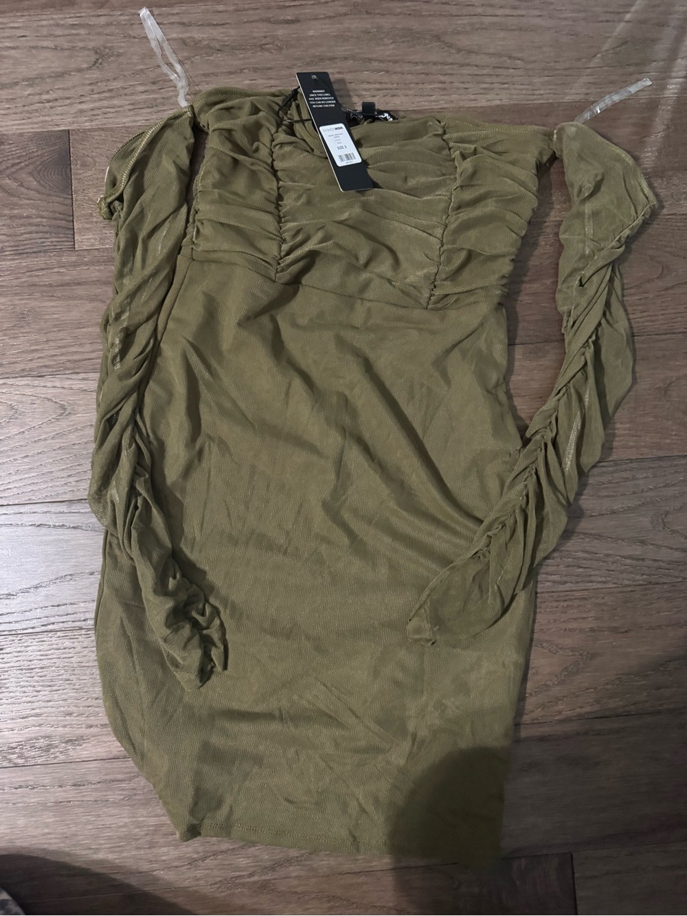 Olive Ruched Bodycon Dress